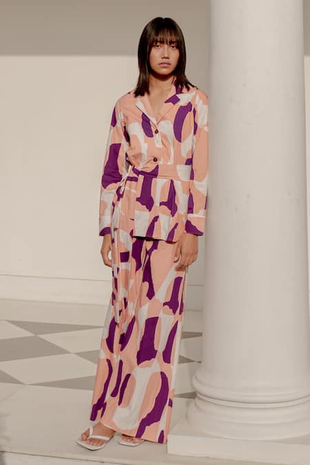 Buy_Koai_Purple Poplin, Cotton Abstract Pattern Pant For Kids_Online_at_Aza_Fashions