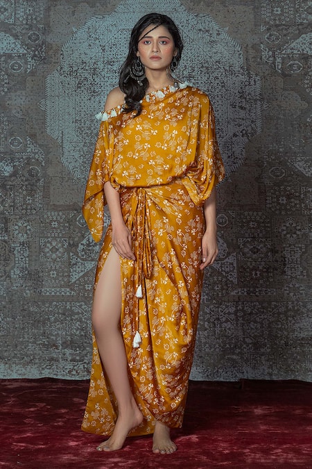 Nidhika Shekhar Floral Print Draped Dress 