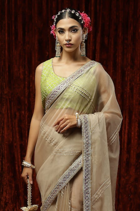 Heavy Silver Badala Embroidery Work With Full Silver Stone Work Beautifull  Georgette Saree