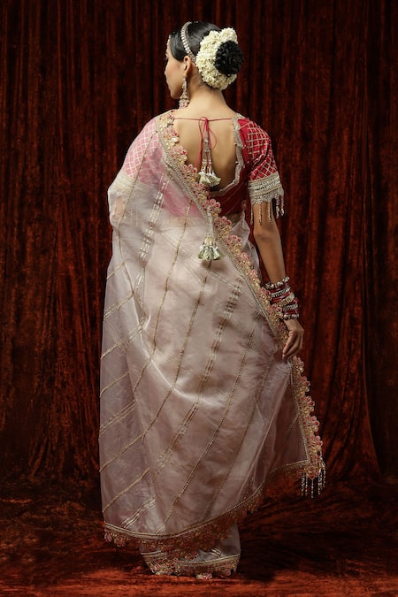 Shikhar Sharma Silk Organza Embroidered Saree With Blouse 