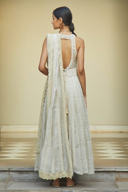 Jade By Monica & Karishma Pavi Floral Embroidered Anarkali with Dupatta 