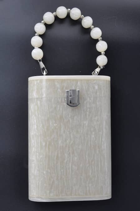 Handle Those Bags White Marble Textured Resin Clutch 