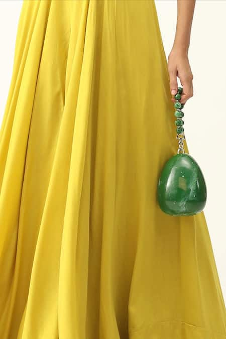 Handle Those Bags Green Embellished Resin Pearl Shaped Clutch 