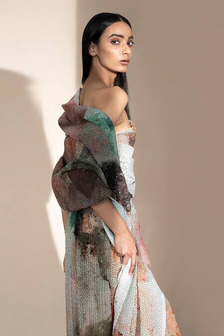 Shop Abhishek Sharma Red Printed Flared Pants at Aza Fashions Shop_Abhishek Sharma_Red Printed Flared Pants _at_Aza_Fashions