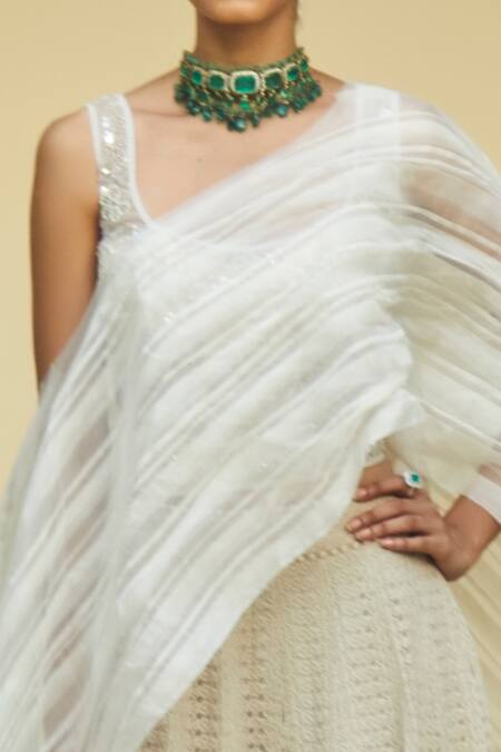 Buy_JADE BY MONICA & KARISHMA_White Blouse And Sharara Net Cape Organza Embroidery U Neck & Set  _Online_at_Aza_Fashions