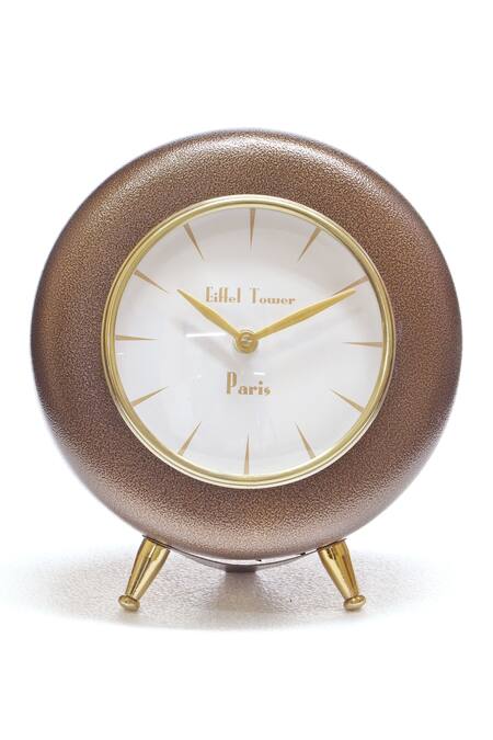 Cocovey Homes_Brown Aluminium Antique Table Clock_Online_at_Aza_Fashions