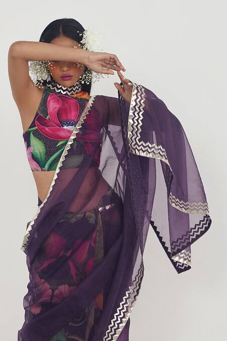 Buy Limerick By Abirr N' Nanki Blue Organza, Crepe Printed Saree Online at Aza Fashions Buy_Limerick By Abirr N' Nanki_Blue Organza, Crepe Printed Saree _Online_at_Aza_Fashions