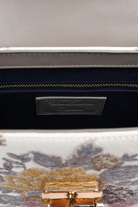 Buy_The Leather Garden_White Floral Flap Handbag _Online_at_Aza_Fashions