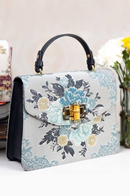 Buy The Leather Garden Blue Floral Flap Handbag Online at Aza Fashions Buy_The Leather Garden_Blue Floral Flap Handbag _Online_at_Aza_Fashions