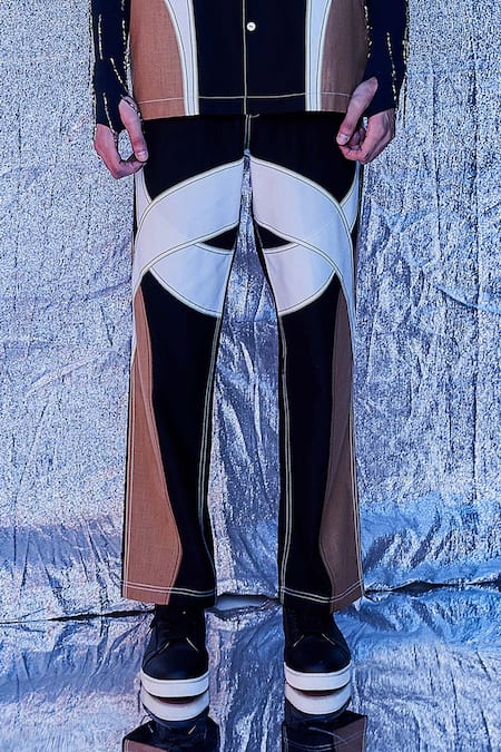 Buy Line Out Line Black Cotton Solid Cut And Sew Pant Online at Aza Fashions Buy_Line Out Line_Black Cotton Solid Cut And Sew Pant _Online_at_Aza_Fashions