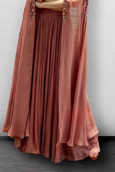 Shop_Jade By Ashima_Pink Blouse Dupion Silk,  Lehenga U Neck Cape And Set _Online_at_Aza_Fashions
