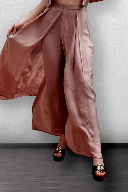 Shop_Jade By Ashima_Pink Jacket And Blouse Dupion Silk Embroidery U Neck & Pant Set _Online_at_Aza_Fashions