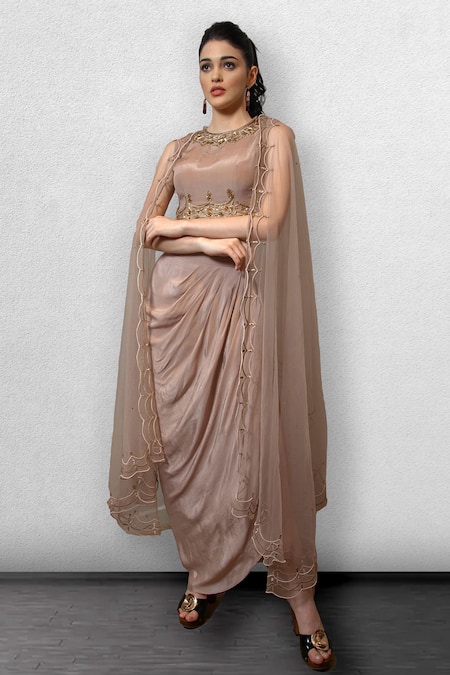 Jade By Ashima Cape & Draped Skirt Set 