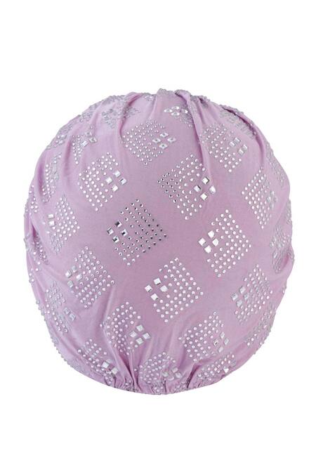 Shop Hair Drama CO Purple Rhinestones Embellished Lycra Turban Online at Aza Fashions Shop_Hair Drama CO_Purple Rhinestones Embellished Lycra Turban_Online_at_Aza_Fashions