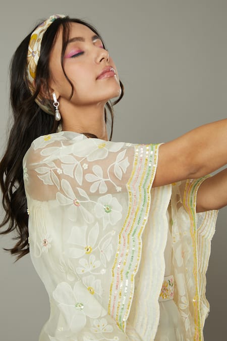Shop I Am Design Ivory Chiffon, Silk Organza French Vanilla Palazzo And Embroidered Kaftan Set Online at Aza Fashions Shop_I Am Design_Ivory Chiffon, Silk Organza French Vanilla Palazzo And Embroidered Kaftan Set _Online_at_Aza_Fashions