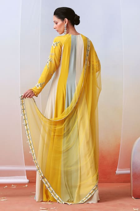 ISHA GUPTA TAYAL Colorblock Anarkali With Dupatta 