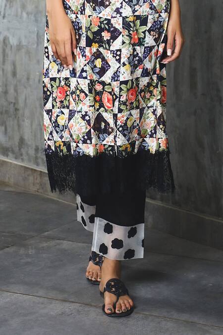 Shop Sage Saga Black Lawn Cotton Embroidery Mandarin Collar Printed Kurta Online at Aza Fashions Shop_Sage Saga_Black Lawn Cotton Embroidery Mandarin Collar Printed Kurta_Online_at_Aza_Fashions