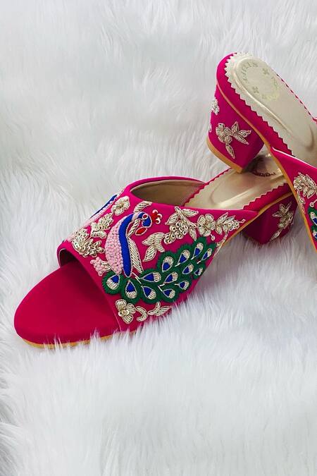 Dolce and Gabbana Pink Velvet Platform Sandals Dolce & Gabbana