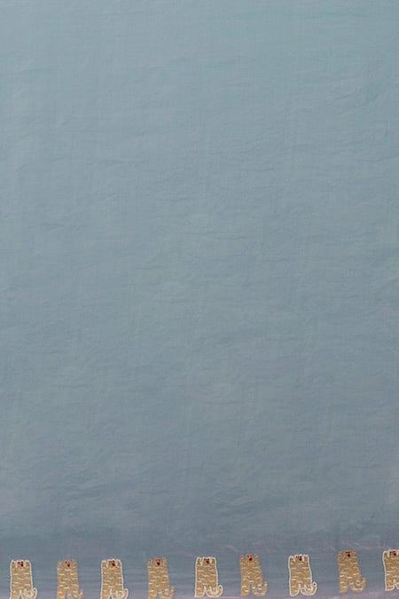 Latha Puttanna_Pink Embroidered Tiger Silk Organza And Pearl Work Dupatta_Online_at_Aza_Fashions