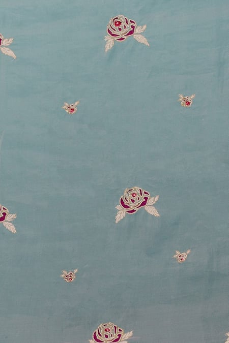 Latha Puttanna_Purple Embroidered Rose Silk Organza Pearl And Work Dupatta_Online_at_Aza_Fashions