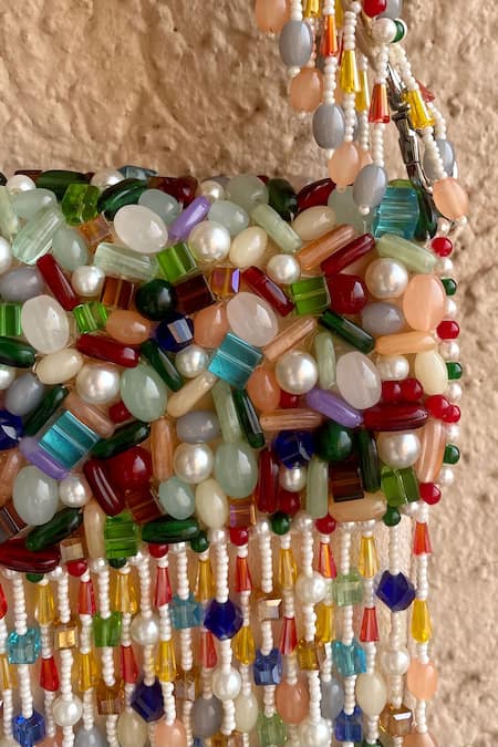 Bhavna Kumar Multi Color Beads And Pearls Embroidered Bag Online at Aza Fashions Bhavna Kumar_Multi Color Beads And Pearls Embroidered Bag_Online_at_Aza_Fashions