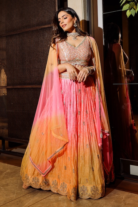 Orange Lehenga Dupatta – Pink Blouse - Mehndi Occasion - Wedding Shop -  Wedding Guest Dresses 2024 - Pakistani Bridal Gowns | Orange lehenga,  Bridal lehenga red, Bridal lehenga images