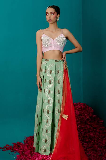 Latha Puttanna_Red Organza Embroidered Tiger Dupatta _Online_at_Aza_Fashions