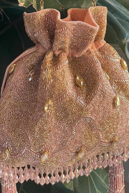 Bhavna Kumar Gold Embroidered Potli Bag Online at Aza Fashions Bhavna Kumar_Gold Embroidered Potli Bag _Online_at_Aza_Fashions