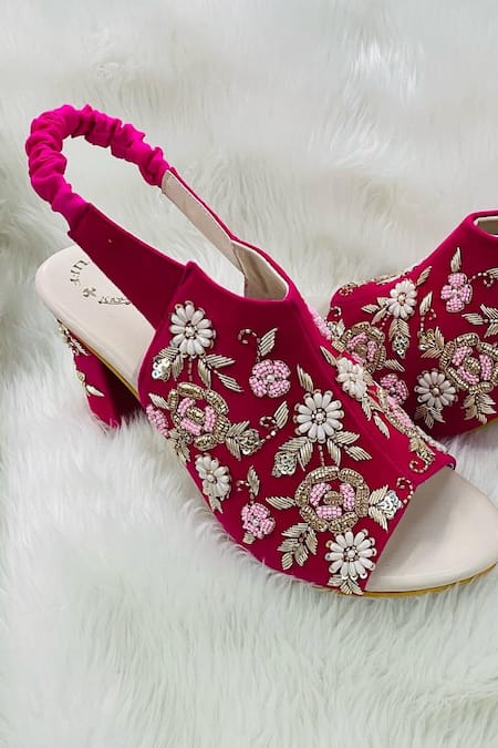 Public Desire Elaura Pink Velvet Platform Heeled Sandals | ASOS