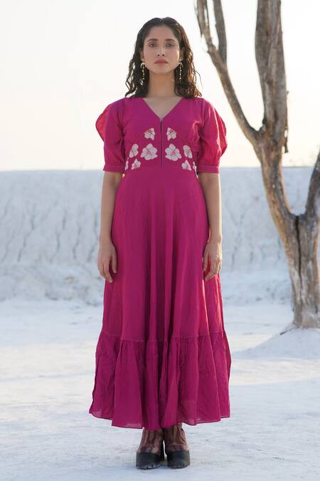 Beach Dusk | Womens Silk Maxi Dress | The Loom Art | IKKIVI