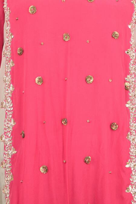 Shop Nikasha Red Velvet, Crepe Round Embroidered Kurta Dhoti Pant Set Online at Aza Fashions Shop_Nikasha_Red Velvet, Crepe Round Embroidered Kurta Dhoti Pant Set _Online_at_Aza_Fashions