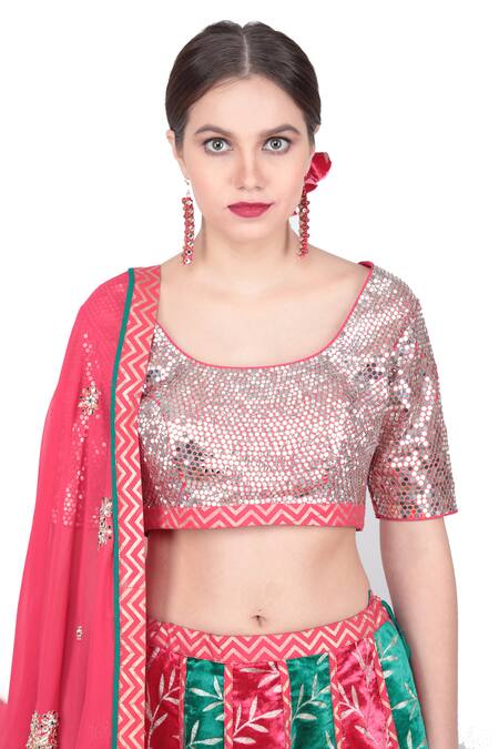 Buy Nikasha Red Silk, Velvet, Georgette Round Embellished Lehenga Set Online at Aza Fashions Buy_Nikasha_Red Silk, Velvet, Georgette Round Embellished Lehenga Set _Online_at_Aza_Fashions
