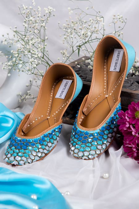 Buy Label Deepti Bajaj Blue Embroidered Juttis Online at Aza Fashions Buy_Label Deepti Bajaj_Blue Embroidered Juttis _Online_at_Aza_Fashions