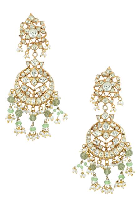 Buy_Auraa Trends_Gold Plated Pearls, Crystals, Diamonds Kundan Embellished Necklace Set _Online_at_Aza_Fashions