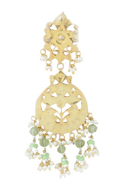 Shop_Auraa Trends_Gold Plated Pearls, Crystals, Diamonds Kundan Embellished Necklace Set _Online_at_Aza_Fashions