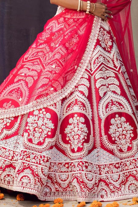 Shop Riantas Blue Raw Silk Embroidery Scoop Neck Bridal Lehenga Set Online at Aza Fashions Shop_Riantas_Blue Raw Silk Embroidery Scoop Neck Bridal Lehenga Set _Online_at_Aza_Fashions