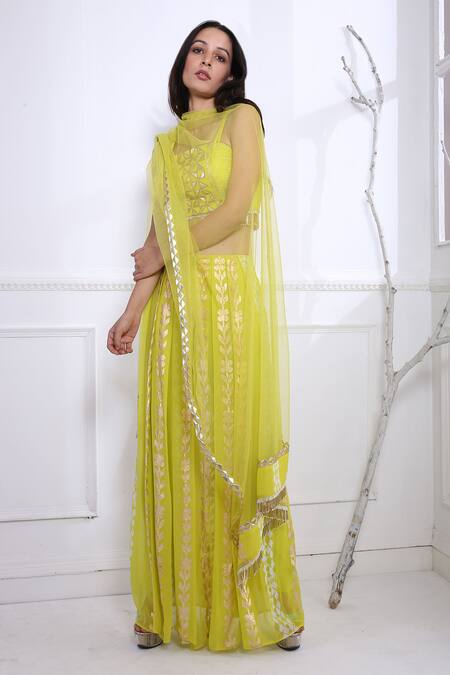 Buy Pooja Rajgarhia Gupta Green Net, Georgette, Cotton Satin Square Neck Printed Top And Pant Set Online at Aza Fashions Buy_Pooja Rajgarhia Gupta_Green Net, Georgette, Cotton Satin Square Neck Printed Top And Pant Set _Online_at_Aza_Fashions