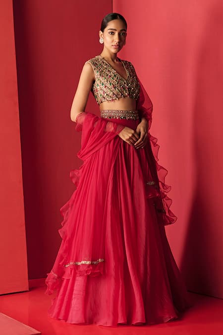 Ridhi Mehra Organza Bridal Lehenga Set 