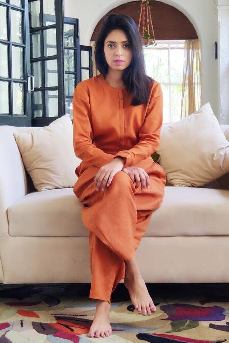 Ampm_Brown Linen Jodhpuri Pants_Online_at_Aza_Fashions