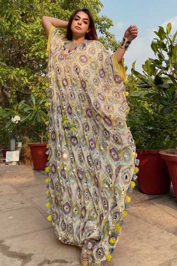 Silk Ikat Yellow Caftan main image 1