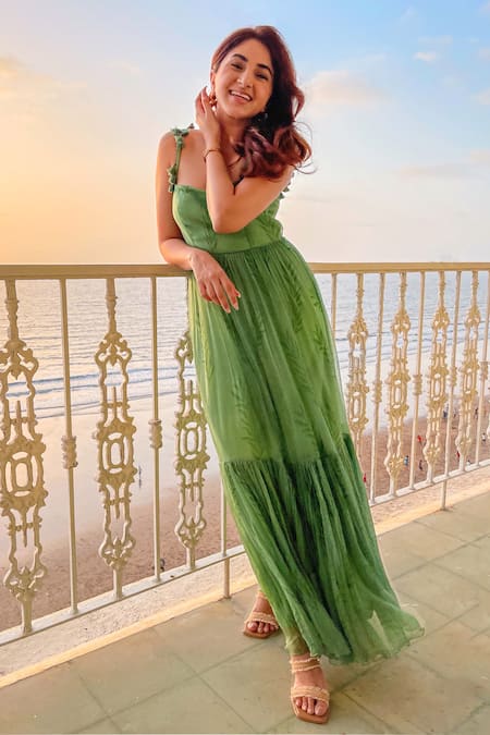 Kalakaari By Sagarika Leaf Print Tiered Dress 