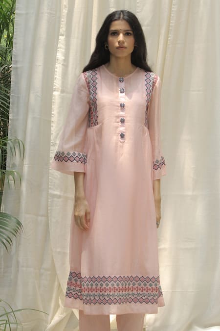 Shivani Bhargava Pink Chanderi Round Kurta