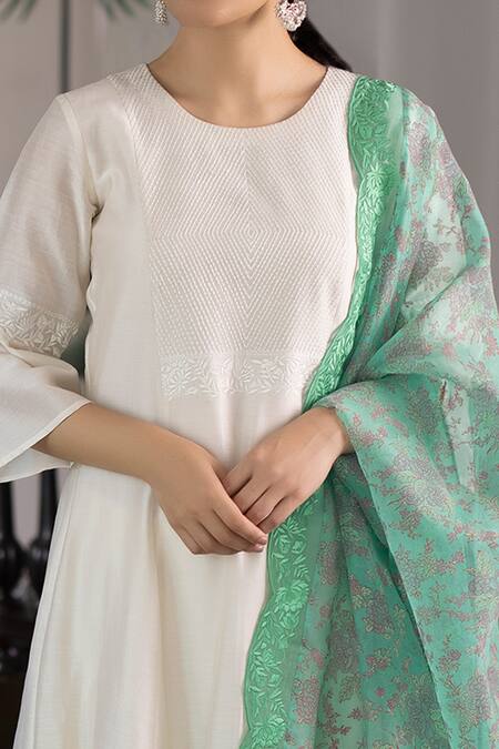 Buy Chhaya Mehrotra White Anarkali Handwoven Chanderi Pants Cotton Dupatta Silk Kurta Set Online at Aza Fashions Buy_Chhaya Mehrotra_White Anarkali Handwoven Chanderi Pants Cotton Dupatta Silk Kurta Set _Online_at_Aza_Fashions