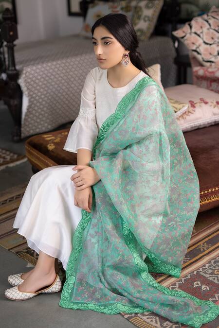 Shop Chhaya Mehrotra White Anarkali Handwoven Chanderi Pants Cotton Dupatta Silk Kurta Set Online at Aza Fashions Shop_Chhaya Mehrotra_White Anarkali Handwoven Chanderi Pants Cotton Dupatta Silk Kurta Set _Online_at_Aza_Fashions