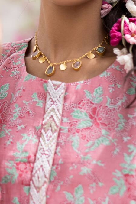 Shop Chhaya Mehrotra Pink Anarkali Handwoven Chanderi Salwar Cotton Round Set Online at Aza Fashions Shop_Chhaya Mehrotra_Pink Anarkali Handwoven Chanderi Salwar Cotton Round Set _Online_at_Aza_Fashions