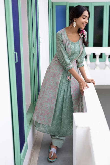 Chhaya Mehrotra Handwoven Chanderi Anarkali Set 