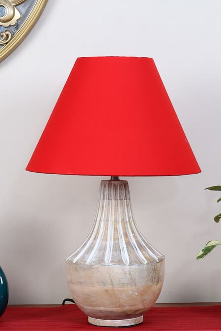 Buy_Nakshikathaa - Homeware_White Clay Ektara Table Lamp_Online_at_Aza_Fashions