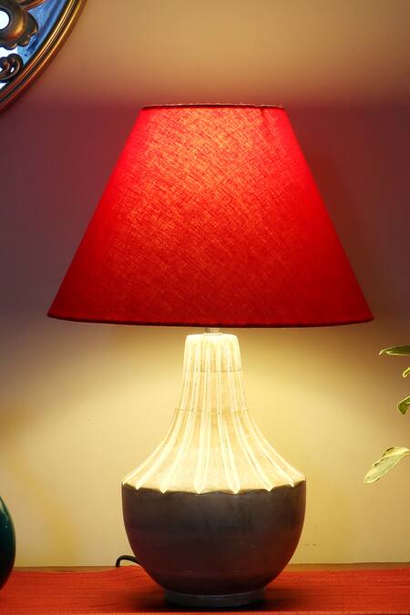 Nakshikathaa - Homeware_White Clay Ektara Table Lamp_Online_at_Aza_Fashions