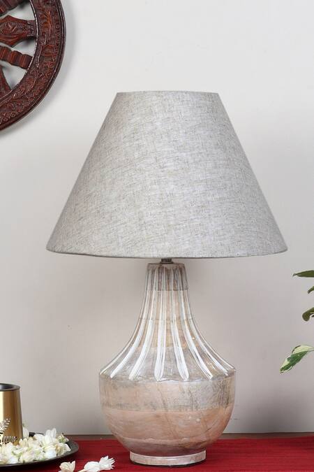 Buy_Nakshikathaa - Homeware_Beige Clay Ektara Table Lamp _Online_at_Aza_Fashions