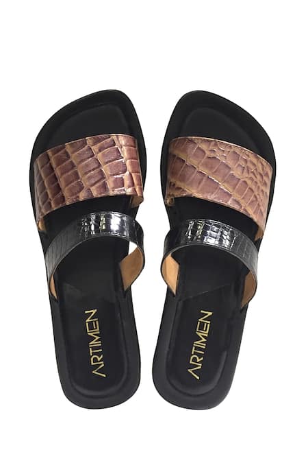 Artimen Leather Multi Strap Flats 